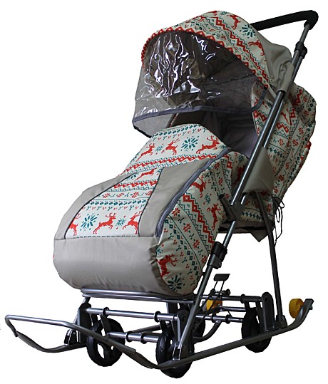 Санки-коляска Снежинка 1 Универсал красные олени 