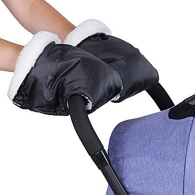 Муфта (рукавичка) для рук на коляску черный люкс